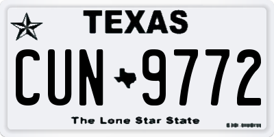 TX license plate CUN9772