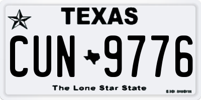 TX license plate CUN9776
