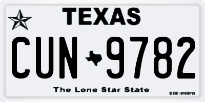 TX license plate CUN9782