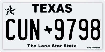 TX license plate CUN9798