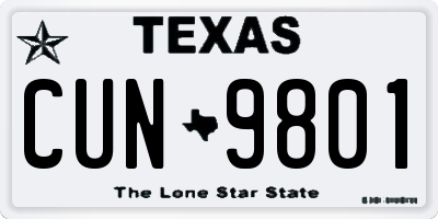TX license plate CUN9801