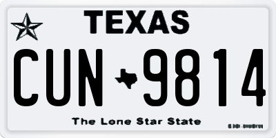 TX license plate CUN9814