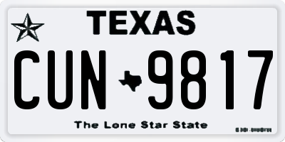 TX license plate CUN9817