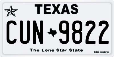 TX license plate CUN9822