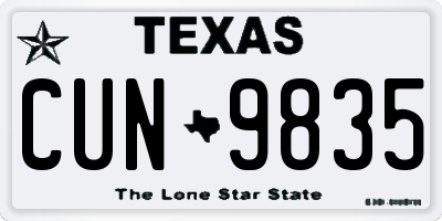TX license plate CUN9835