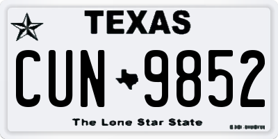 TX license plate CUN9852