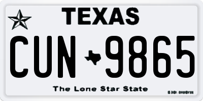 TX license plate CUN9865