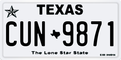 TX license plate CUN9871