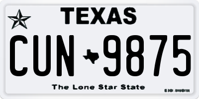 TX license plate CUN9875