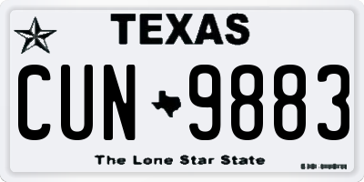 TX license plate CUN9883