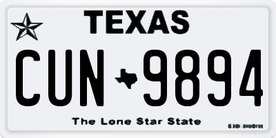 TX license plate CUN9894