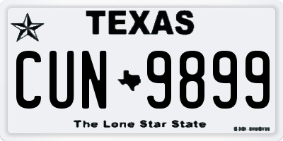 TX license plate CUN9899