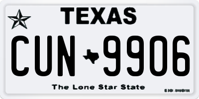 TX license plate CUN9906