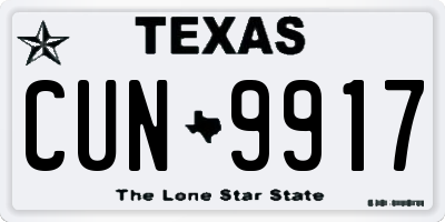 TX license plate CUN9917