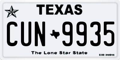TX license plate CUN9935