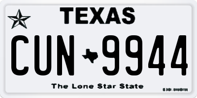 TX license plate CUN9944