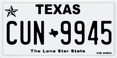 TX license plate CUN9945