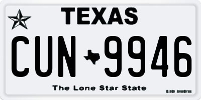 TX license plate CUN9946