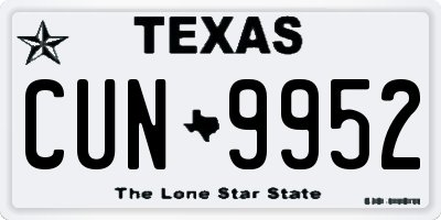 TX license plate CUN9952