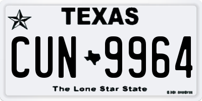 TX license plate CUN9964