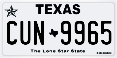 TX license plate CUN9965