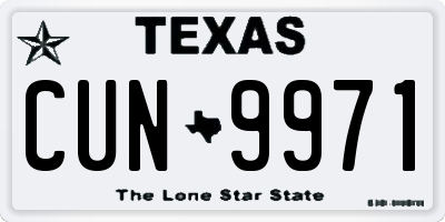 TX license plate CUN9971