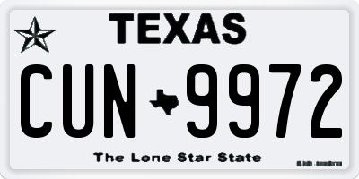TX license plate CUN9972