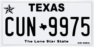 TX license plate CUN9975