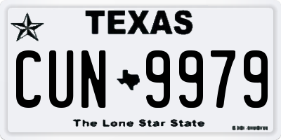 TX license plate CUN9979