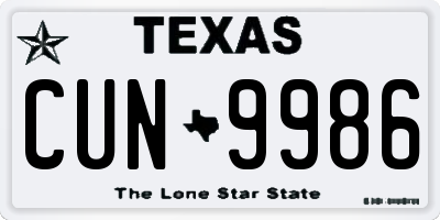 TX license plate CUN9986