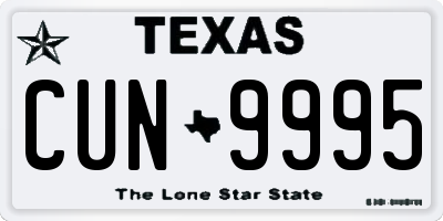 TX license plate CUN9995