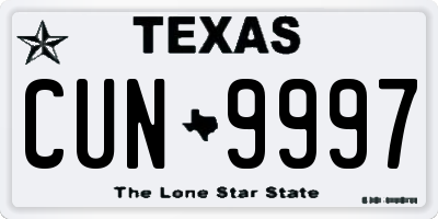 TX license plate CUN9997