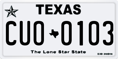 TX license plate CUO0103