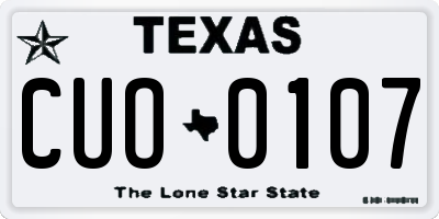 TX license plate CUO0107