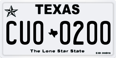 TX license plate CUO0200
