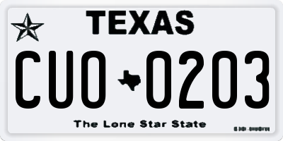 TX license plate CUO0203