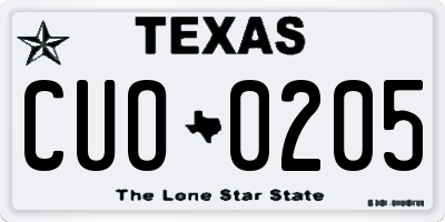 TX license plate CUO0205