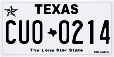 TX license plate CUO0214