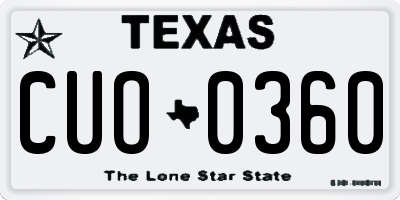 TX license plate CUO0360