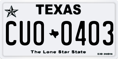 TX license plate CUO0403