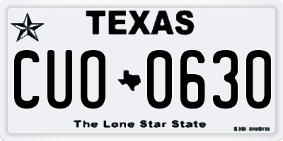 TX license plate CUO0630