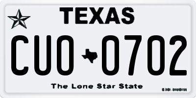 TX license plate CUO0702
