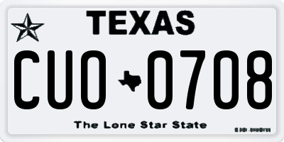 TX license plate CUO0708