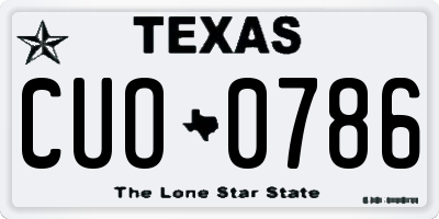 TX license plate CUO0786
