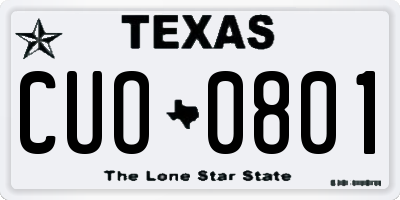 TX license plate CUO0801