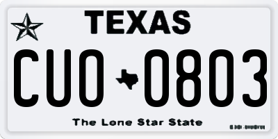 TX license plate CUO0803