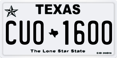 TX license plate CUO1600