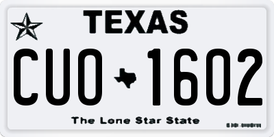 TX license plate CUO1602