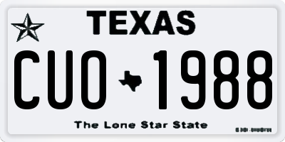 TX license plate CUO1988