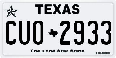 TX license plate CUO2933